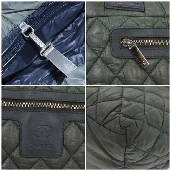 CHANEL Cococoon Shoulder Bag Nylon Gray Silver CC - Picture 13 of 15